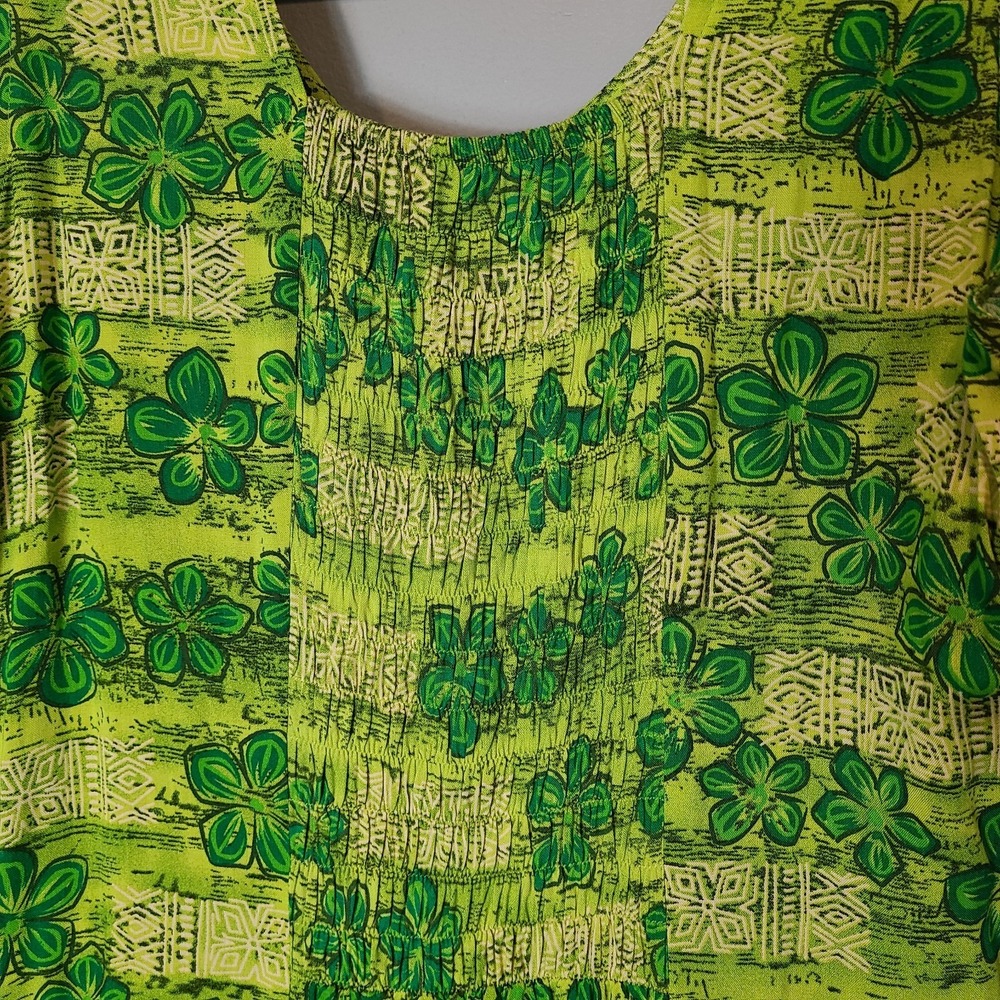 Vtg JBS Maxi Shirt Resort Dress Green Granola Sz L Boho Cottage Fairy 90s - Picture 7 of 10